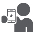 icon with person holding mobile phone